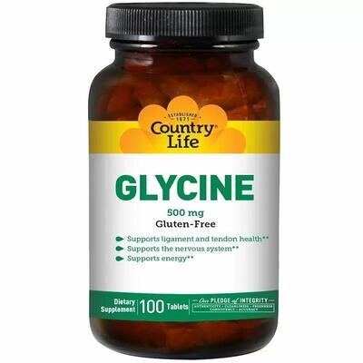 Гліцин Country Life Glycine 500 мг, 100 таблеток