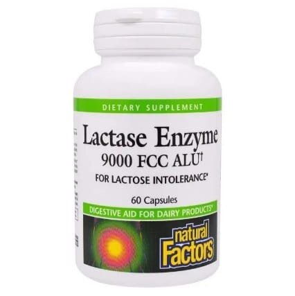 Лактаза Natural Factors Lactase Enzyme, 9000 од, 60 капсул