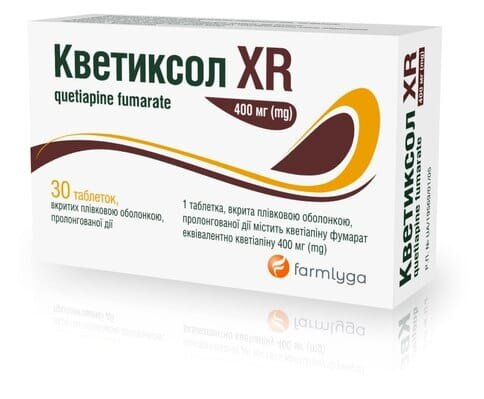 Кветиксол XR таблетки, в/плів. обол., прол./д. по 400 мг №30 (10х3)