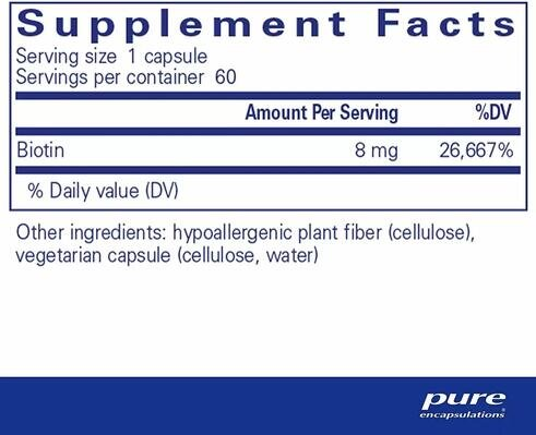 Біотин Pure Encapsulations Biotin 8 мг, 60 капсул