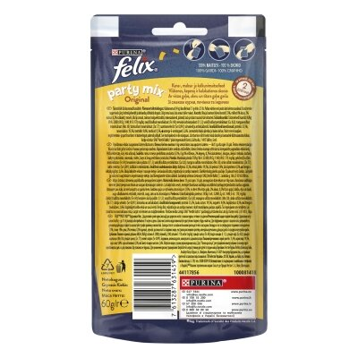 Ласощі для дорослих кішок Purina Felix Party Mix Оріджинал Мікс зі смаком курки, печінки і індички, 60 г