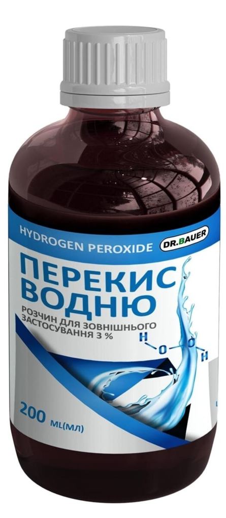 Перекис водню Dr. Bauer розчин 3% по 200 мл у флак. полім.