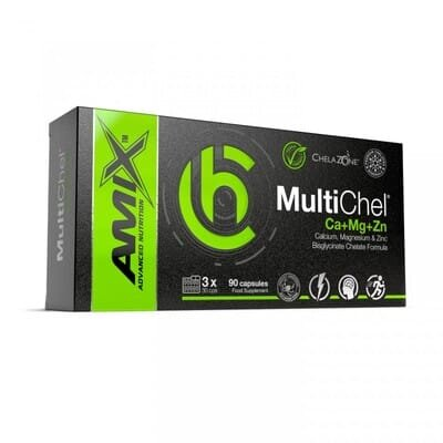 Добавка Amix Nutrition ChelaZone MultiChel Ca+Mg+Zn Bisglycinate Chelate, 90 веганських капсул