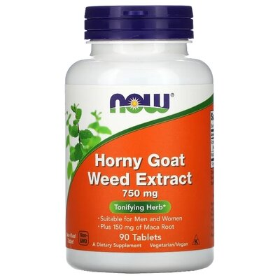 Горянки екстракт NOW Horny Goat Weed Extract 750 мг таблетки №90