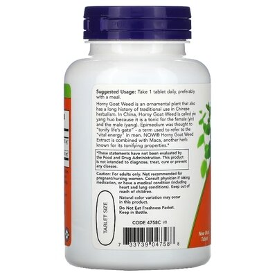Горянки екстракт NOW Horny Goat Weed Extract 750 мг таблетки №90