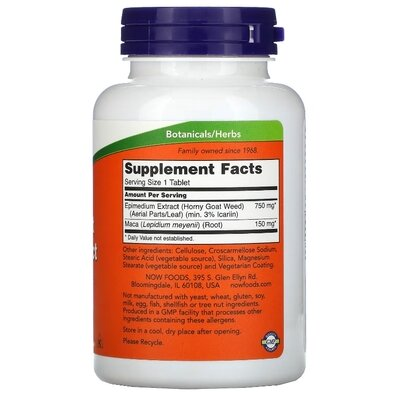 Горянки екстракт NOW Horny Goat Weed Extract 750 мг таблетки №90