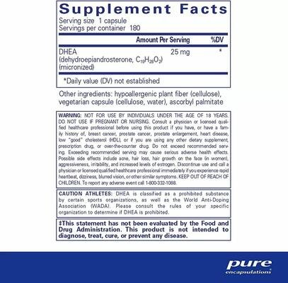 ДГЕА Pure Encapsulations DHEA 25 мг, 180 капсул