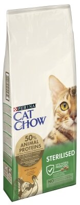 Корм сухий для кішок Purina Cat Chow Sterilised з індичкою, 15 кг