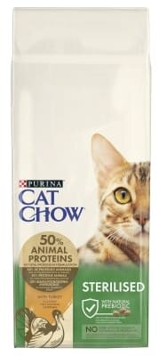 Корм сухий для кішок Purina Cat Chow Sterilised з індичкою, 15 кг