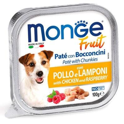 Корм вологий Monge Dog Fruit паштет для собак, курка з малиною, 100 г