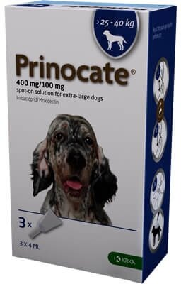Краплі на холку Prinocat Спот-он від бліх та паразитів для собак вагою від 25 до 40 кг, 3 піпетки по 4 мл