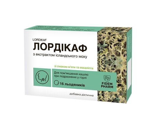 Лордікаф Fidem Pharm льодяники зі смаком м'ята-евкаліпт №16