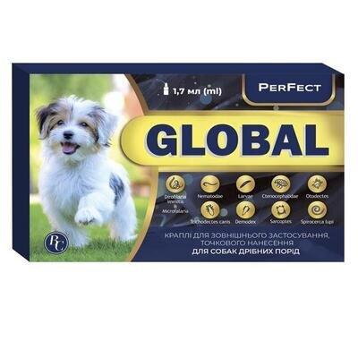 Краплі від бліх та кліщів Perfect Global для собак дрібних порід, 1 піпетка по 1,7 мл