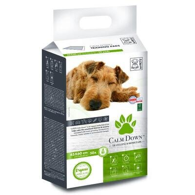 Пелюшки одноразові M-Pets Calm Down Travelling & Home для подорожей із заспокійливим атрактантом, розмір 60х45 см, 50 штук