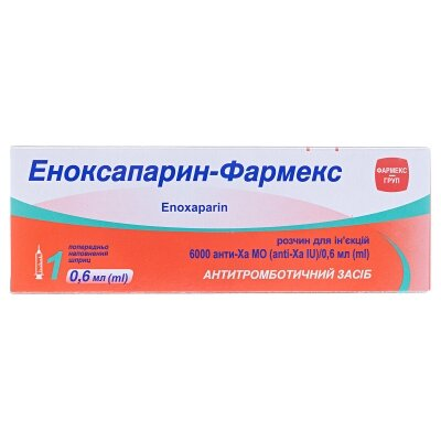 Еноксапарин-Фармекс розчин д/ін. 10000 анти-Ха МО/мл (6000 анти-Ха МО) по 0.6 мл №1 у шпр.