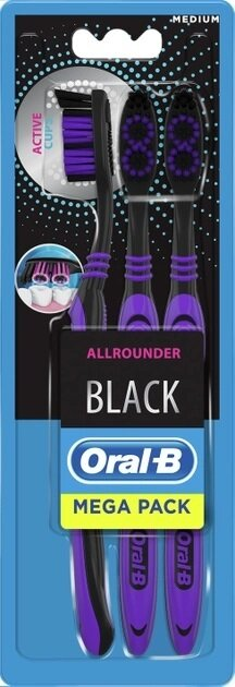 Набор зубних щіток Oral-B Всебічне чищення Black 40 середньої жосткості, 3 шт