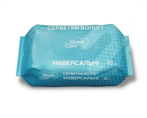 Серветки вологі Simply Care універсальні, 60 штук
