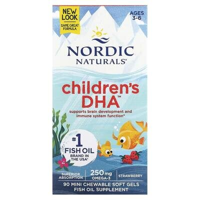 Риб'ячий жир для дітей Nordic Naturals Children's DHA 250 мг, полуниця, міні-капсули м'які №90