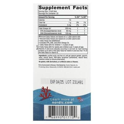 Риб'ячий жир для дітей Nordic Naturals Children's DHA 250 мг, полуниця, міні-капсули м'які №90