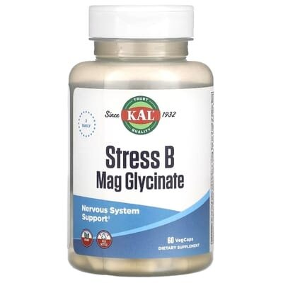 Стрес B Маг Гліцинат KAL Stress B Mag Glycinate, 60 веганських капсул