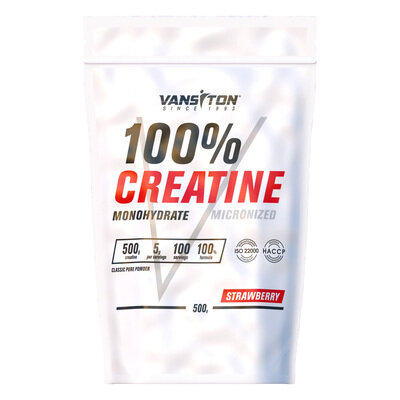 Креатину моногідрат Vansiton 100% Creatine, полуниця, 500 г