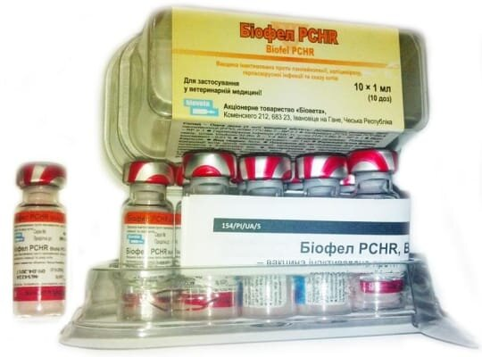 Біофел PCHR вакцина для кішок по 1 дозі у флак.