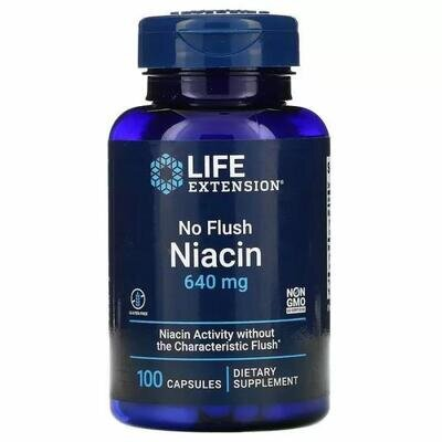 Ніацин Life Extension No Flush Niacin 640 мг, 100 капсул