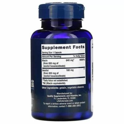 Ніацин Life Extension No Flush Niacin 640 мг, 100 капсул