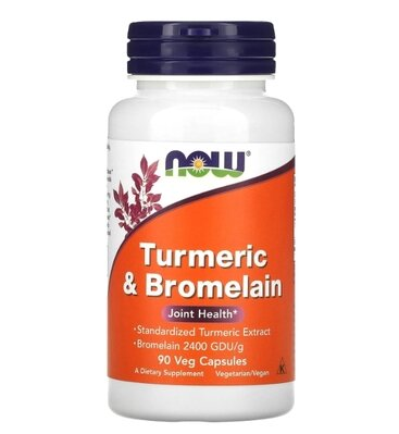 Куркумін та бромелайн NOW Turmeric & Bromelain вег. капсули №90
