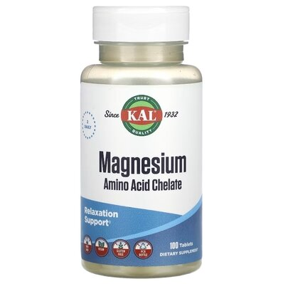 Магній KAL Magnesium Amino Acid Chelate, 100 таблеток