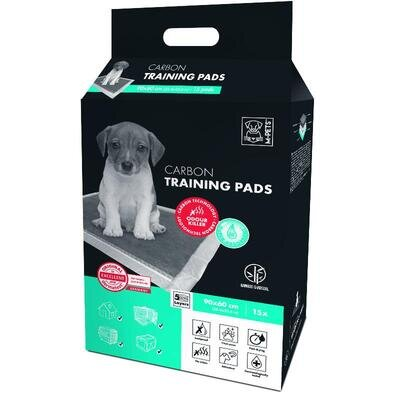 Пелюшки одноразові M-Pets Carbon Training з бамбуковим вугіллям для собак, розмір 90х60 см, 15 штук