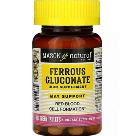 Заліза глюконат Mason Natural Ferrous Gluconate, 100 таблеток