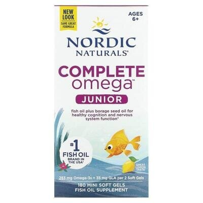 Омега Nordic Naturals Complete Omega Junior для підлітків, лимон, міні-капсули м'які №180