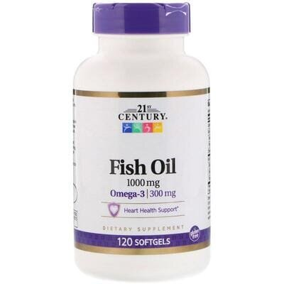 Риб'ячий жир 21st Century Fish Oil Omega 3 1000 мг, 120 желатинових капсул