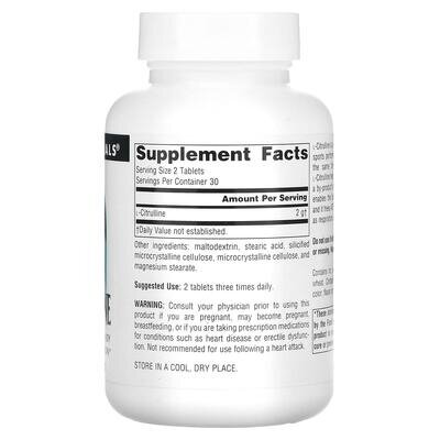 Цитрулін Source Naturals L-Citrulline 1000 мг, 60 таблеток
