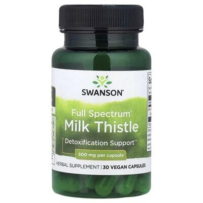 Розторопша Swanson Milk Thistle Full Spectrum 500 мг, 30 капсул