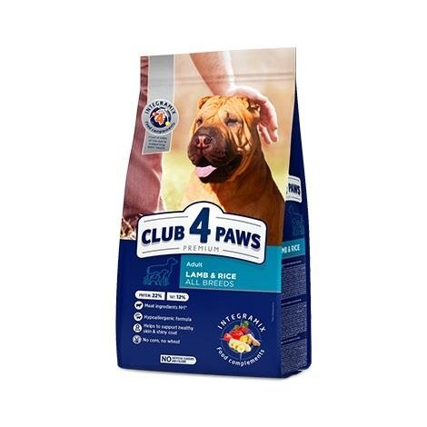 Корм сухий Club 4 Paws Premium для дорослих собак усіх порід з ягням та рисом, 14 кг