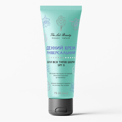 Крем для обличчя Green Pharm Cosmetic універсальний для всіх типів шкіри з SPF 15, денний, 75 мл