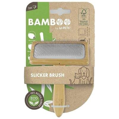 Щітка-пуходерка M-Pets Bamboo Slicker з ручкою із бамбука для собак та котів, розмір М