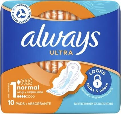 Прокладки гігієнічні Always Ultra Normal, 4 краплі, 1 розмір, 10 шт