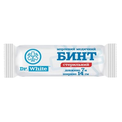 Бинт марлевий медичний Dr.White стерильний 7 м х 14 см