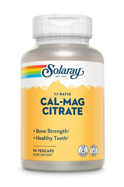 Кальцій Магній Solaray Cal-Mag Citrate, 90 веганських капсул