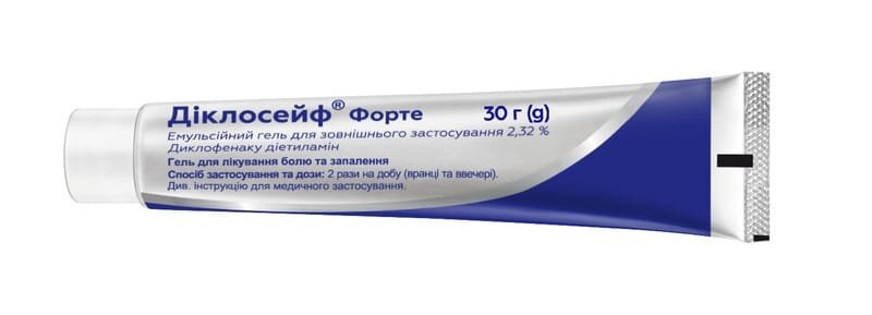 Діклосейф форте гель емульс. д/зовн. заст. 2.32 % по 30 г у тубах