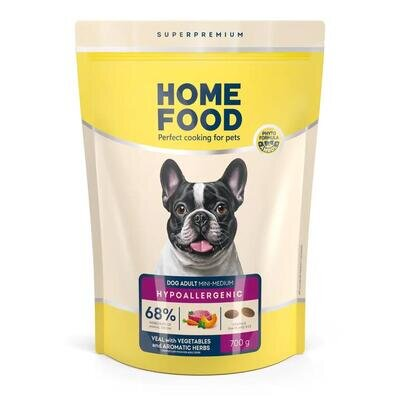 Корм сухий гіпоалергенний Home Food для маленьких та середніх порід собак Телятина з овочами та духмяними травами, 700 г