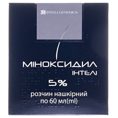 Міноксидил інтелі розчин н/ш 5 % по 60 мл у флак.