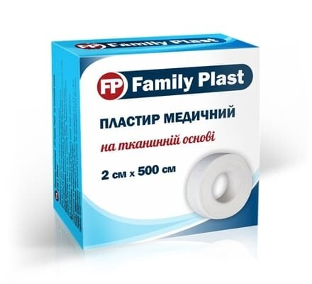 Пластир медичний «FP Family Plast» на тканинній основі 2 см х 500 см, 1 штука