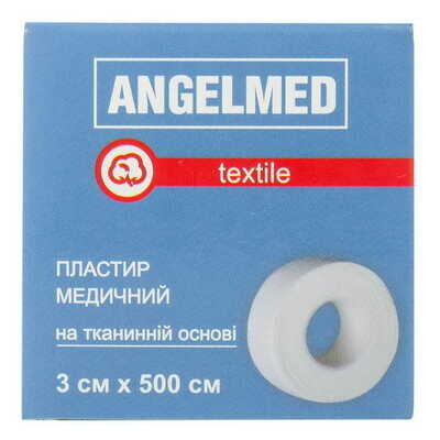 Пластир медичний Angelmed бактерицидний на тканинній основі 3 см х 500 см, 1 штука