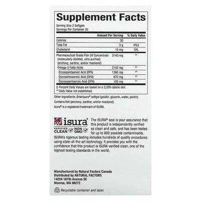Риб'ячий жир Омега 3 Natural Factors Rx Omega-3 Ultra Strength, 60 капсул
