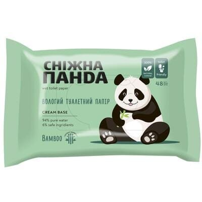 Туалетний папір вологий Сніжна Панда Bamboo, 48 штук