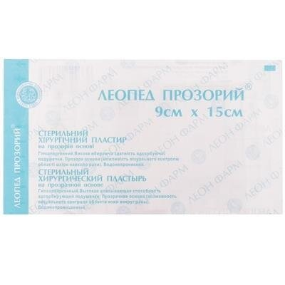 Пластир медичний Леопед 9 см х 15 см прозорий, 1 штука